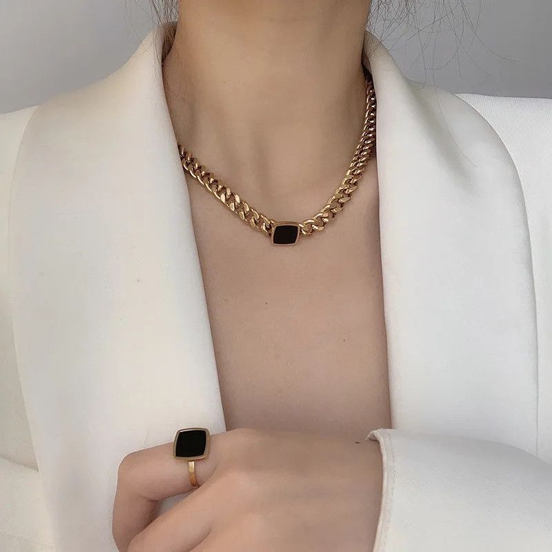 Jewelry × Vintage heart-shaped black stone necklace Size ONE SIZE - 3 Thumbnail