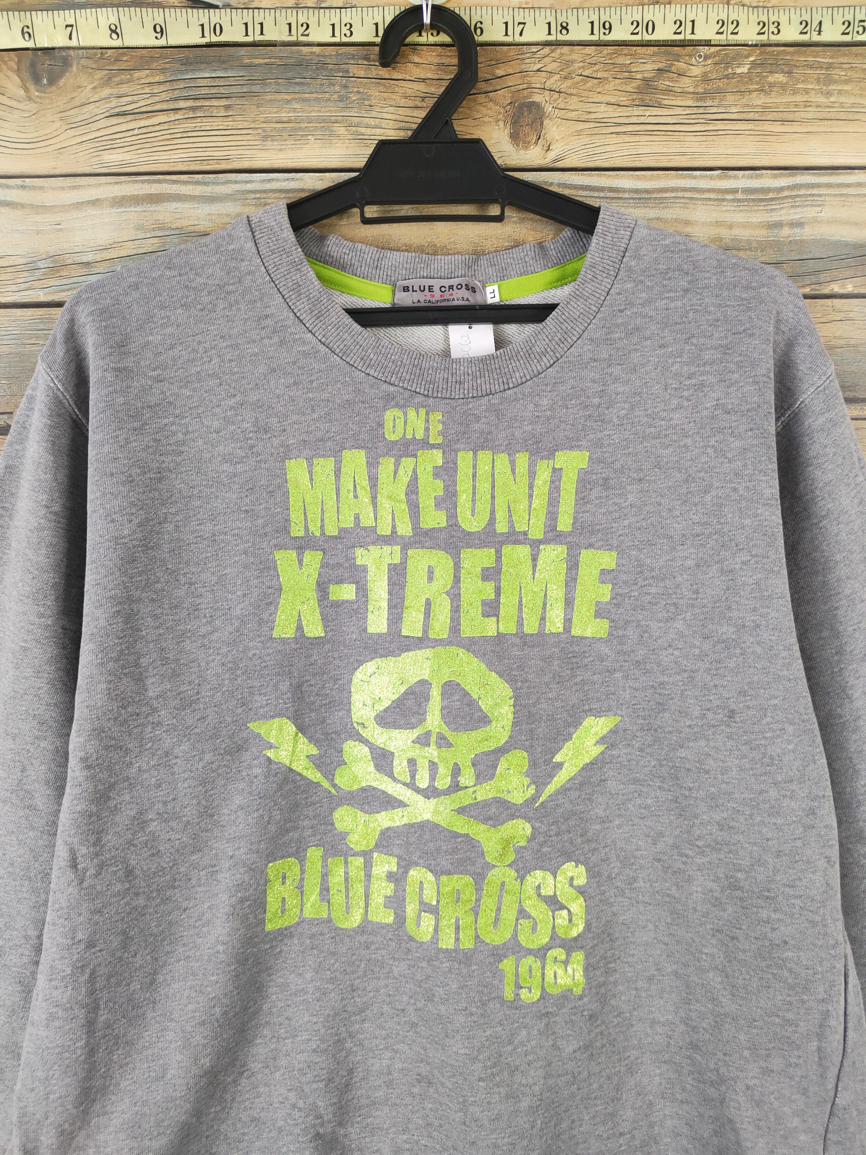 Japanese Brand DL Blue Cross Gray Sweatshirts #2062 Size US M / EU 48-50 / 2 - 2 Thumbnail