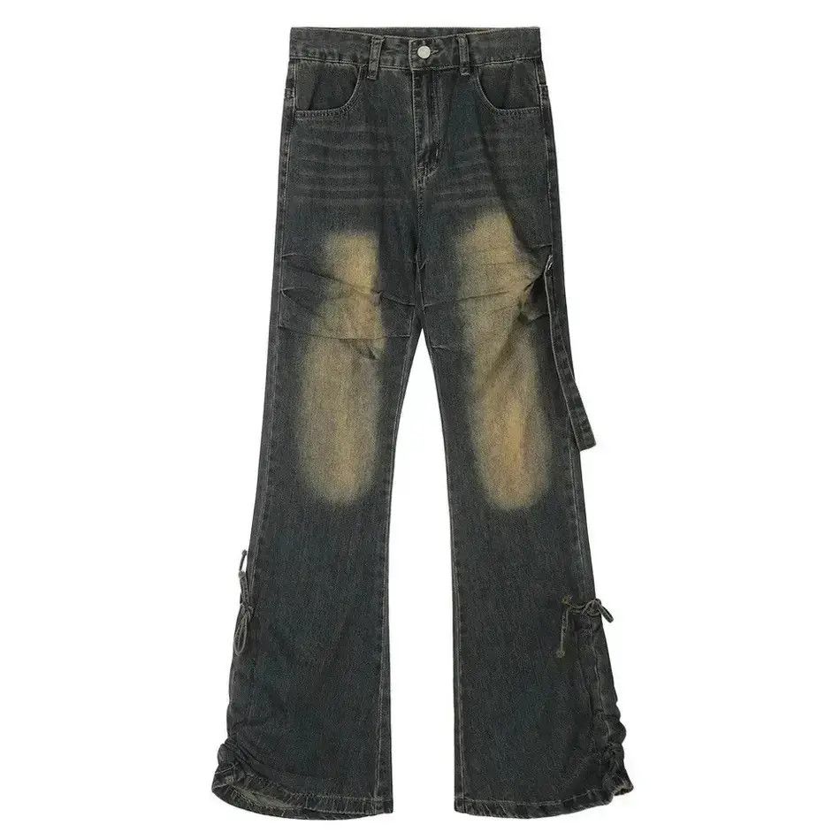 Japanese Brand Unisex Y2K Stacked Baggy Flare Jeans Size US 33 - 6 Thumbnail