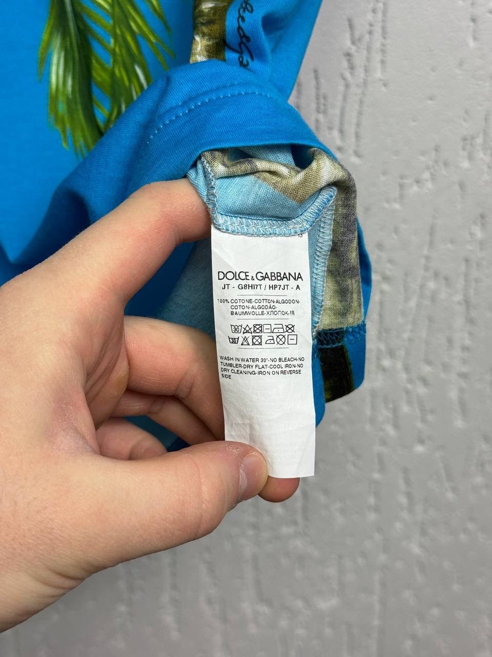 Dolce & Gabbana Dolce and Gabanna Blue t-shirt with green palm tree Size US M / EU 48-50 / 2 - 6 Thumbnail