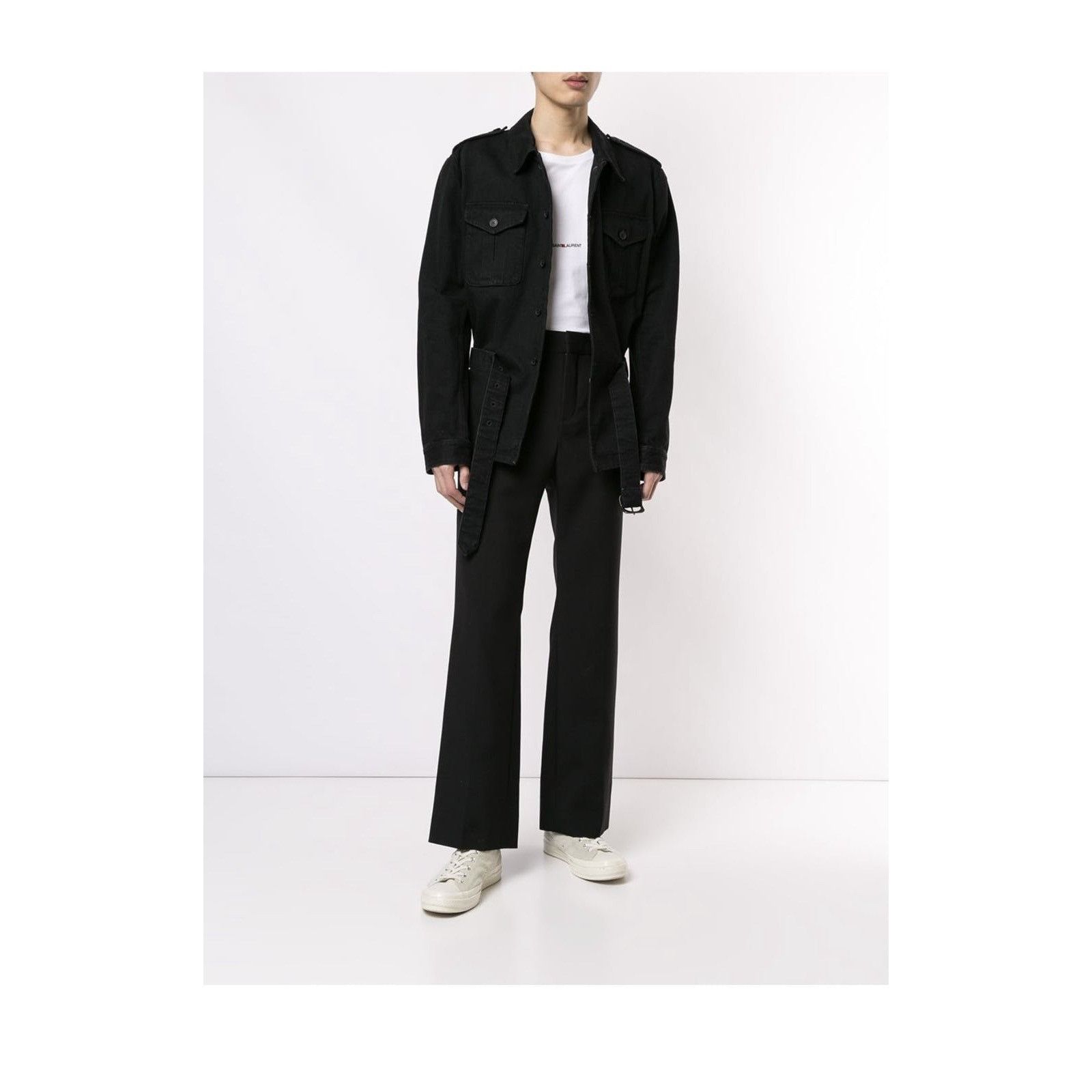 Saint Laurent Paris Saint Laurent Saharienne Denim Jacket Size US M / EU 48-50 / 2 - 2 Thumbnail