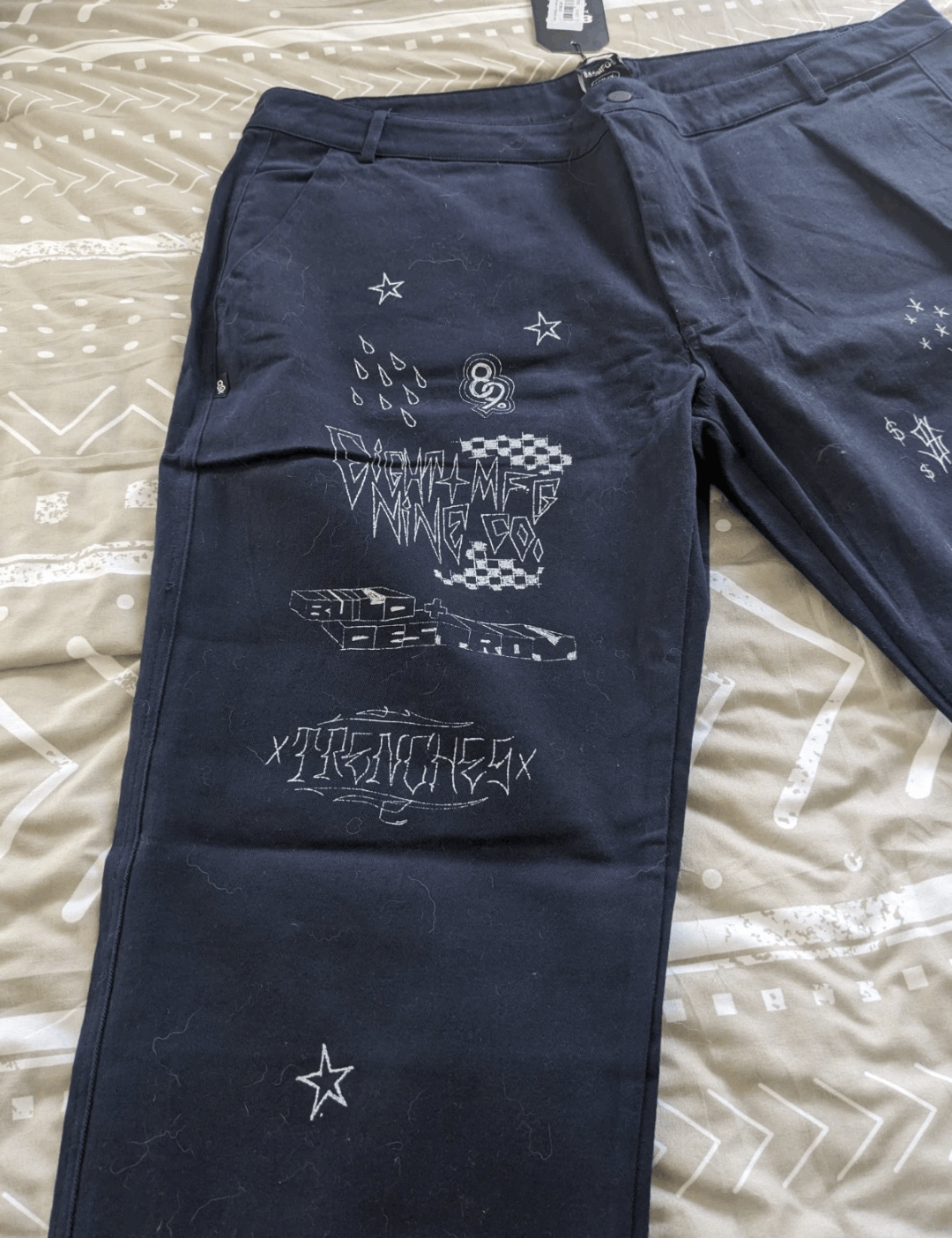 8&9 Clothing Co. 8 &9 MFG Scribbles Pants In Navy Blue Size US 44 / EU 60 - 3 Thumbnail