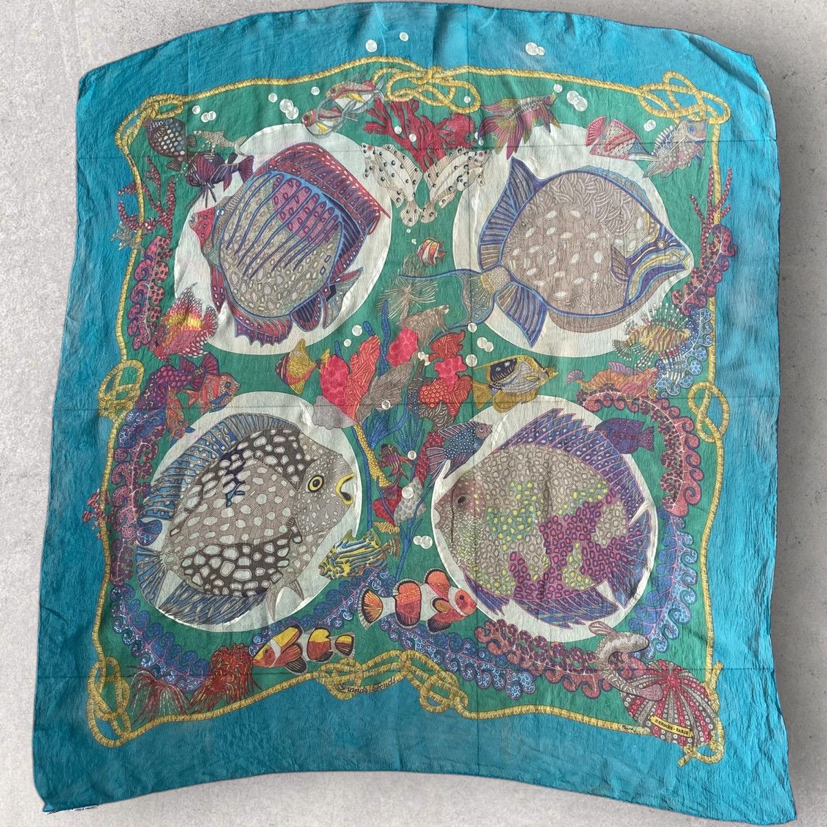 Hermes Hermes Grands Fonds Blue Silk Scarf Size ONE SIZE - 1 Thumbnail