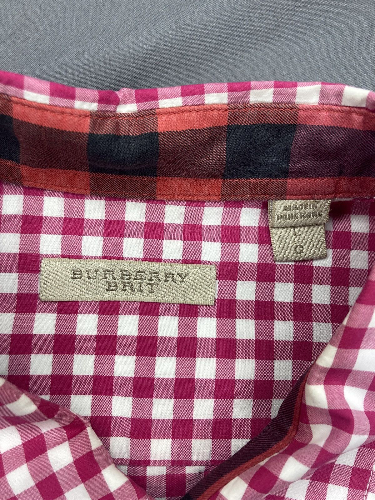 Burberry Burberry Brit Red Plaid Long Sleeve Button Up Size Large Size US L / EU 52-54 / 3 - 5 Thumbnail