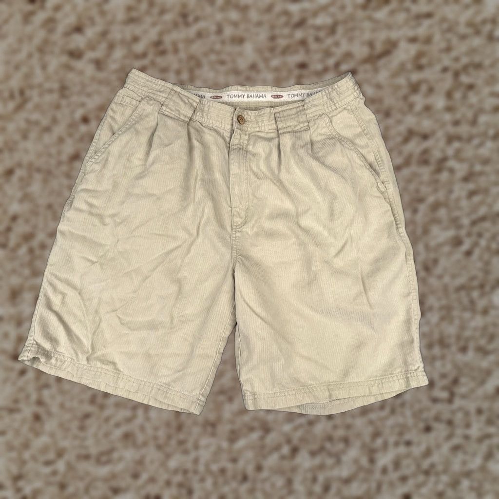 Tommy Bahama VINTAGE Tommy Bahama Shorts Mens 35 Khaki Tencel Lyocell Pleated Casual Chino Zip Fly Beach Mens Size US 35 - 1 Thumbnail