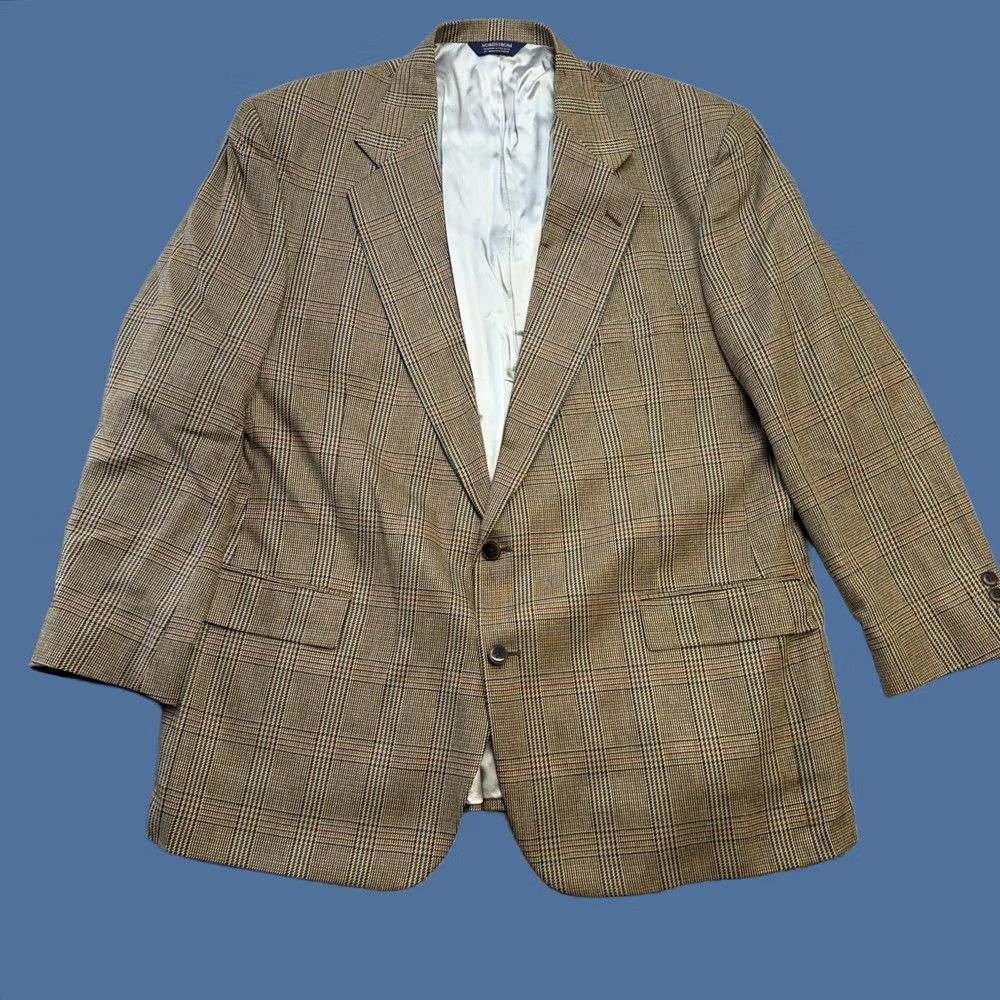 Nordstrom Nordstrom VTG Blazer Jacket Mens 50L Brown Glen Plaid Silk Sport Coat Academia Size 50R - 1 Thumbnail