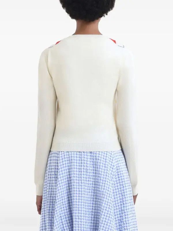 Marni o1w1db10426 Diamond-Pattern Cardigan in White Size S / US 4 / IT 40 - 3 Thumbnail