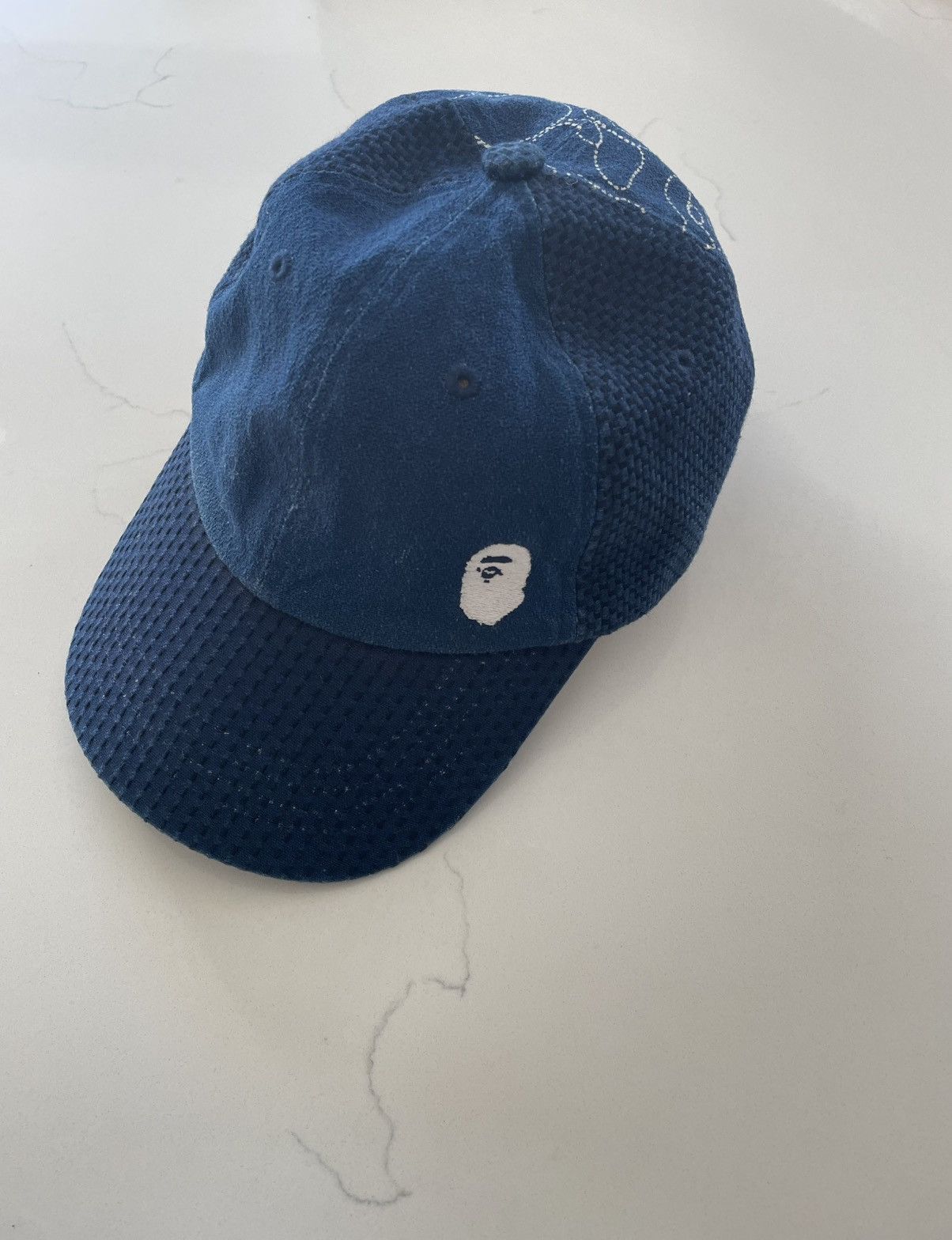 Bape Bape Ape A Bathing Ape Indigo Japan Sashiko Cap Hat Size ONE SIZE - 2 Thumbnail
