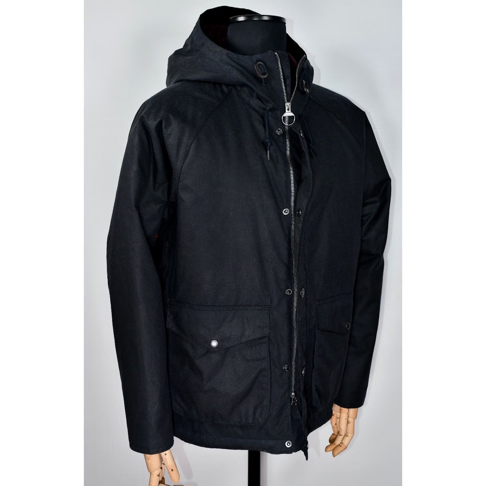 Barbour Barbour Alpha Waxed Hooded Jacket Barbour Alpha Waxed Jacket L Black Mens Wool Cotton Waxed Coat Size US L / EU 52-54 / 3 - 4 Thumbnail