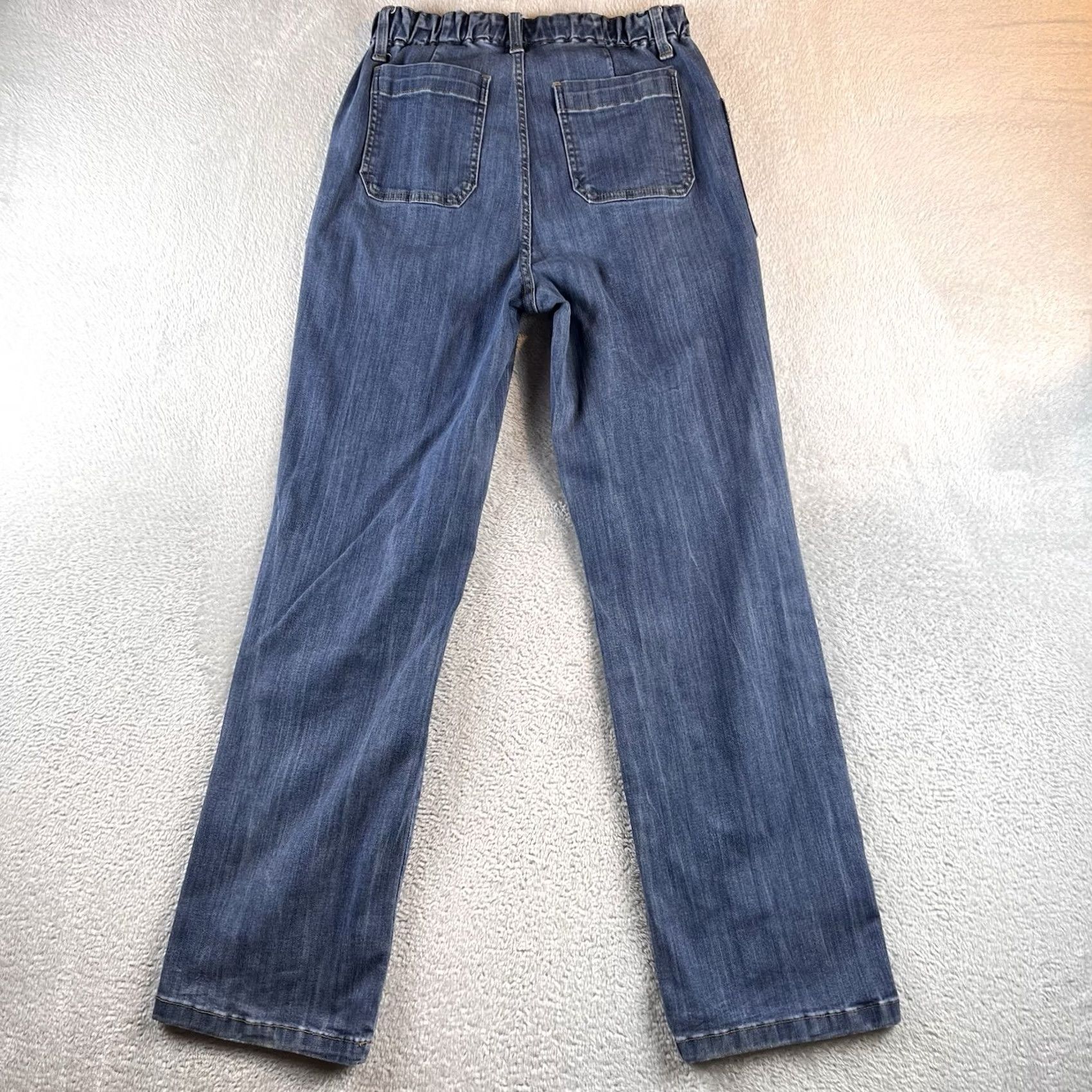 Vintage Judy Blue Jeans 5/27 Blue Straight Leg Elastic Waist Mid High Rise Straight Women Jeans 30 in Inseam Size 27" / US 4 / IT 40 - 2 Thumbnail