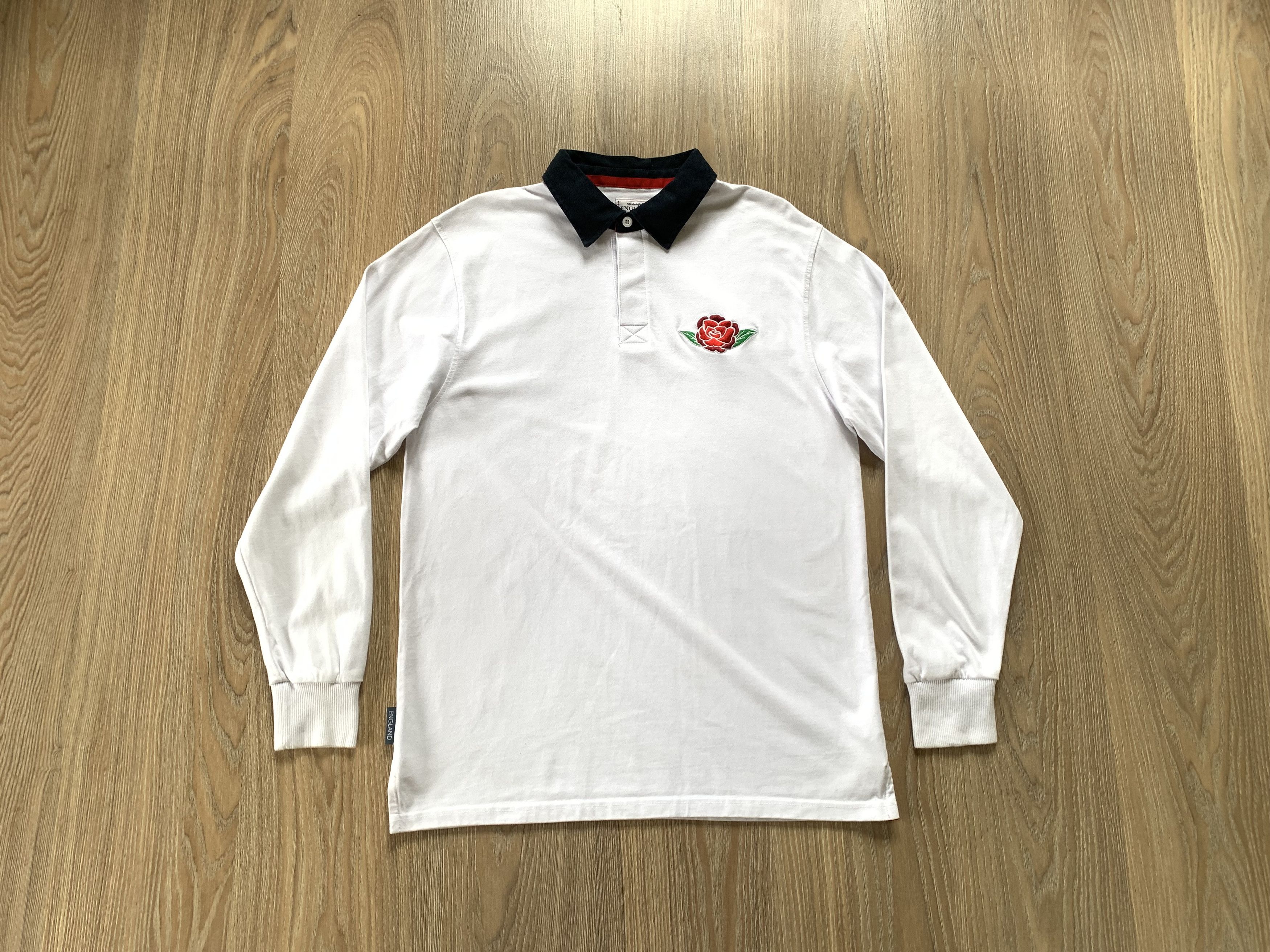 Vintage England WRU White Cotton Longsleeve Polo T Shirt Size US L / EU 52-54 / 3 - 1 Thumbnail