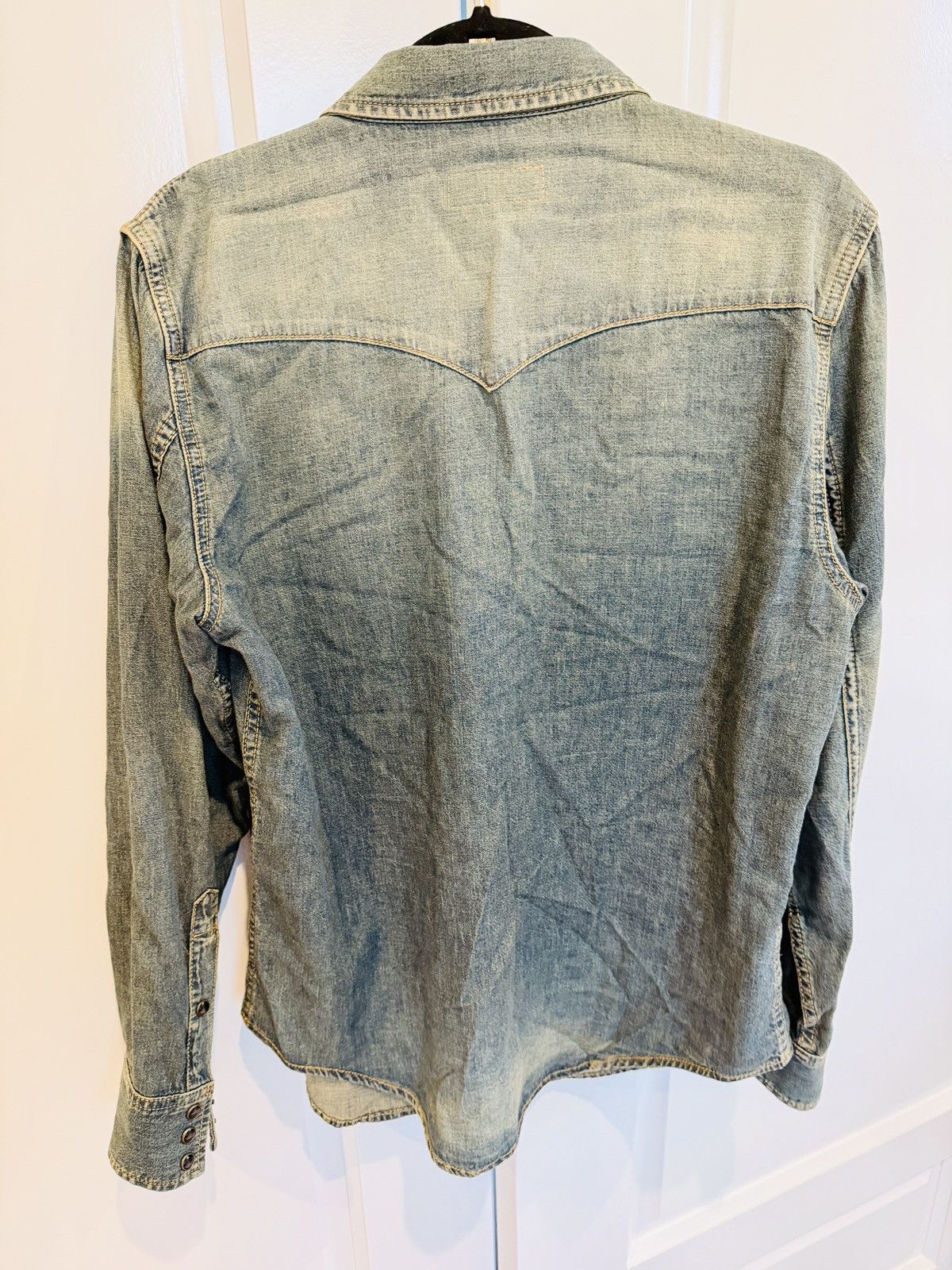 Saint Laurent Paris Retail $900 - Indigo Snap Button Shirt Size US L / EU 52-54 / 3 - 3 Thumbnail