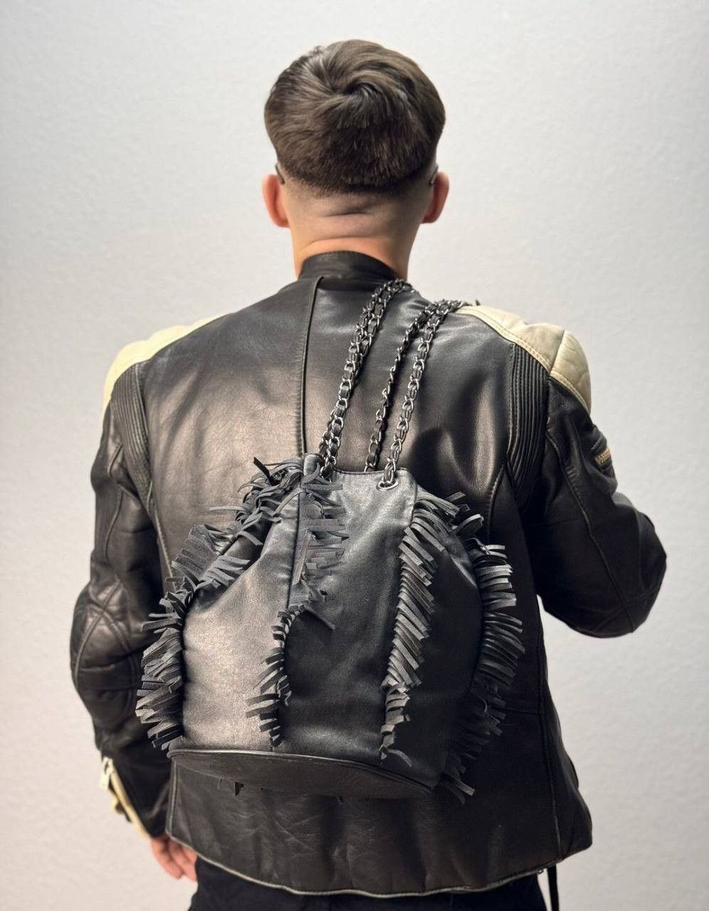 Avant Garde x Vintage Sling Bag Canvas Leather Bag Messenger Gothic Opium in Black, Men's