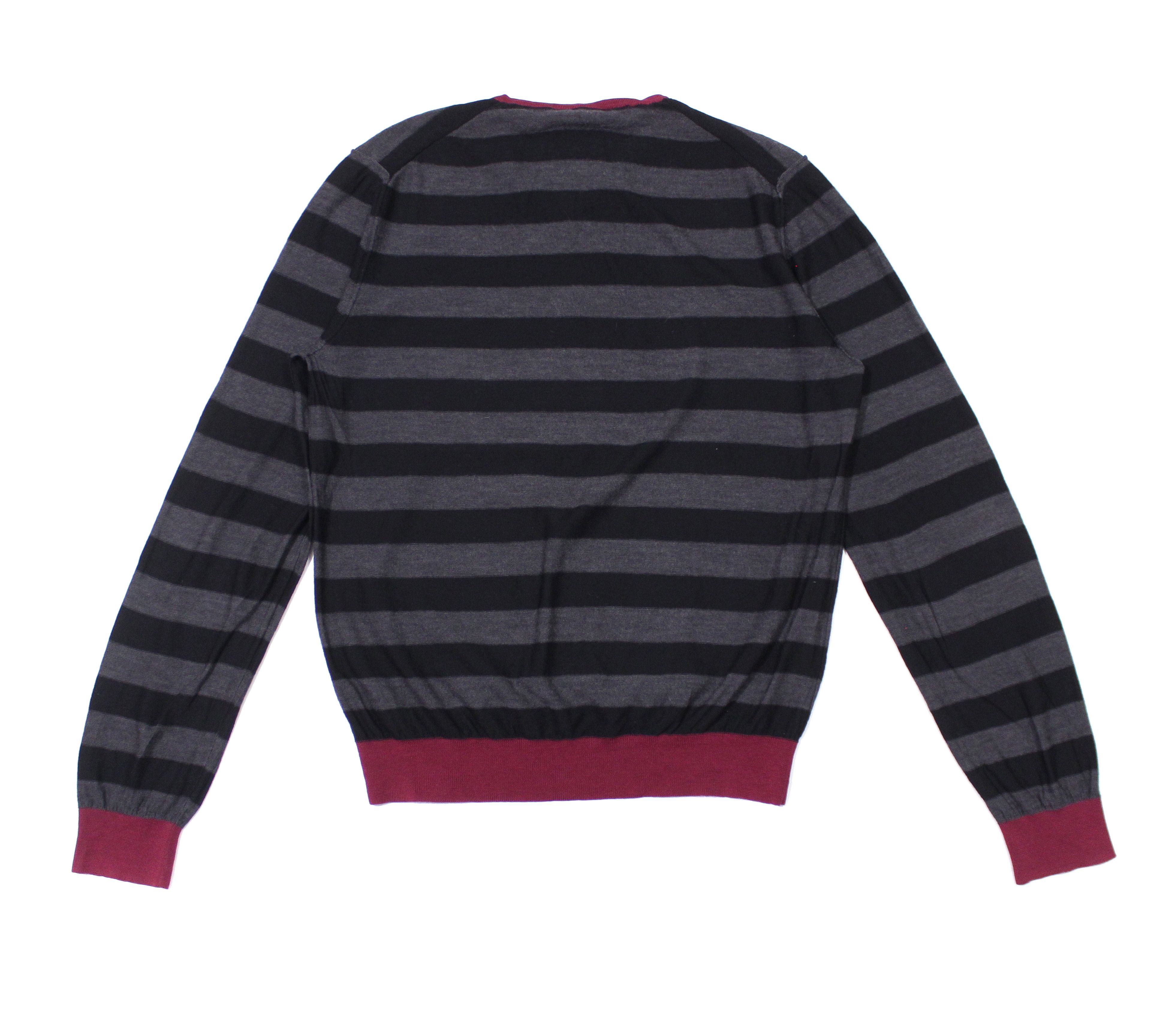 Sonia Rykiel Homme Wool Striped V Neck Sweater Size US M / EU 48-50 / 2 - 2 Thumbnail