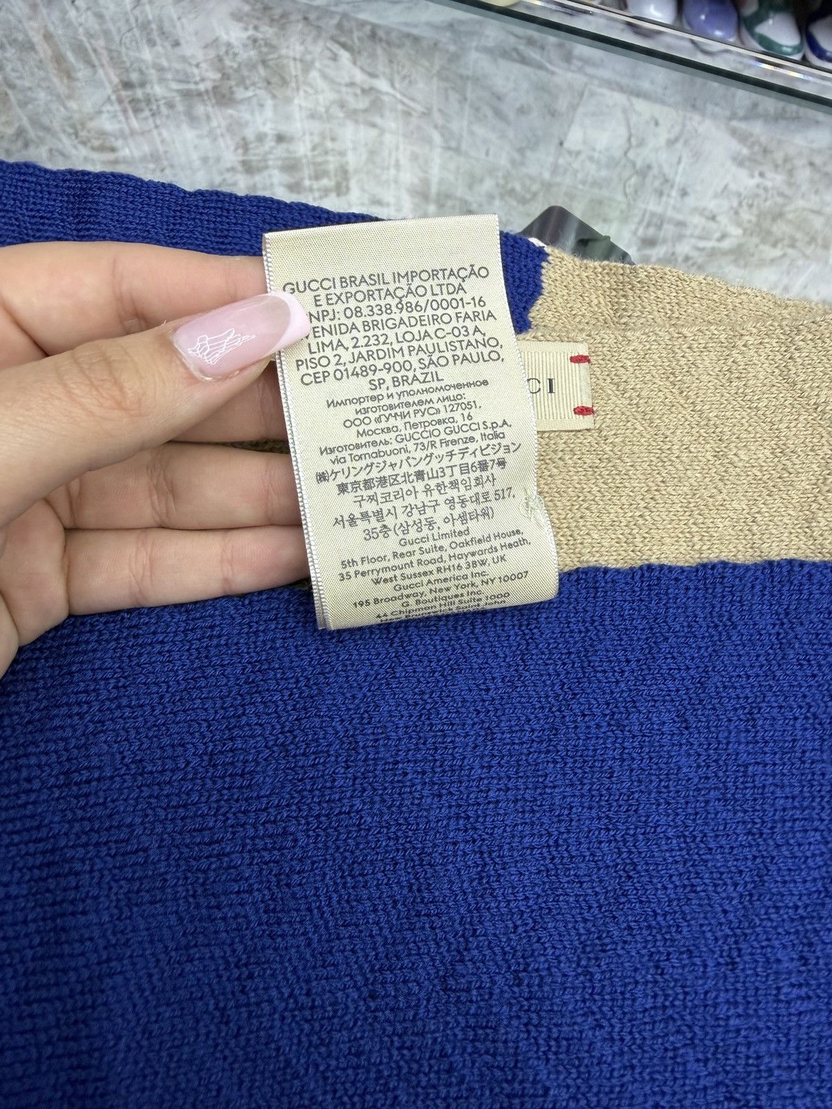Gucci Gucci Navy/Beige Scarf Size ONE SIZE - 7 Thumbnail