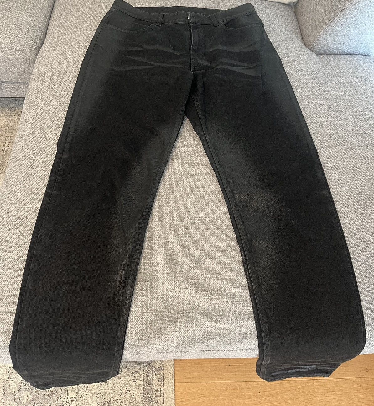 image of Givenchy Waxed Jeans in Black, Men's (Size 34)