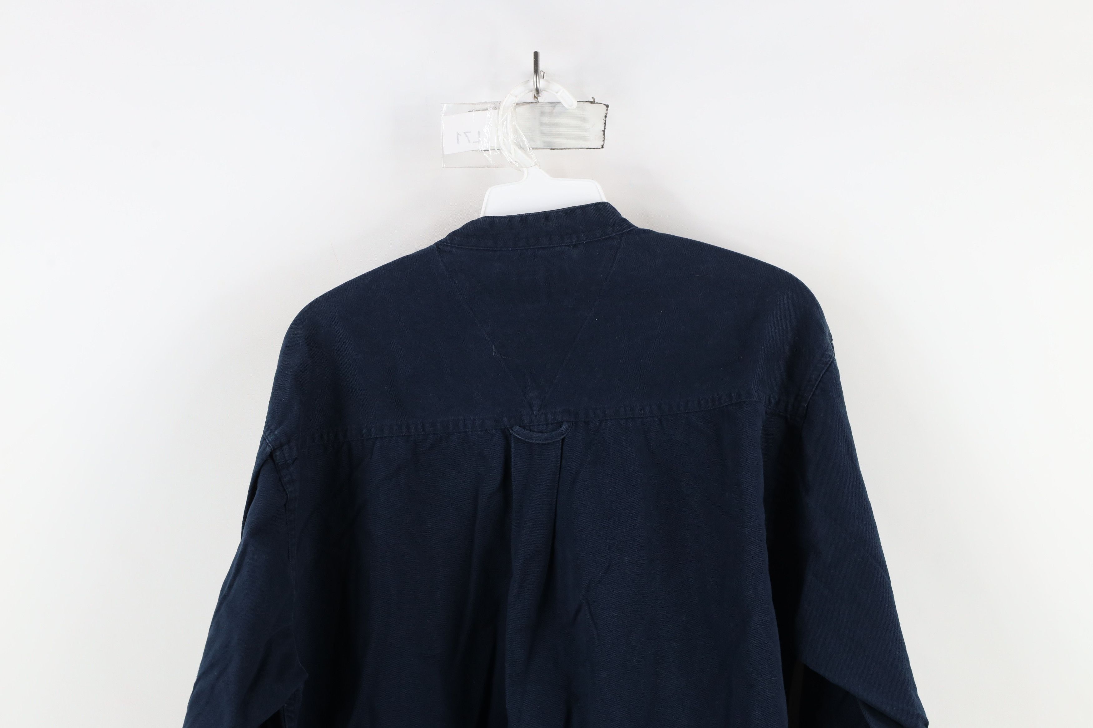 Vintage Vintage 90s Streetwear Band Collar Button Shirt Navy Blue Size US M / EU 48-50 / 2 - 13 Thumbnail