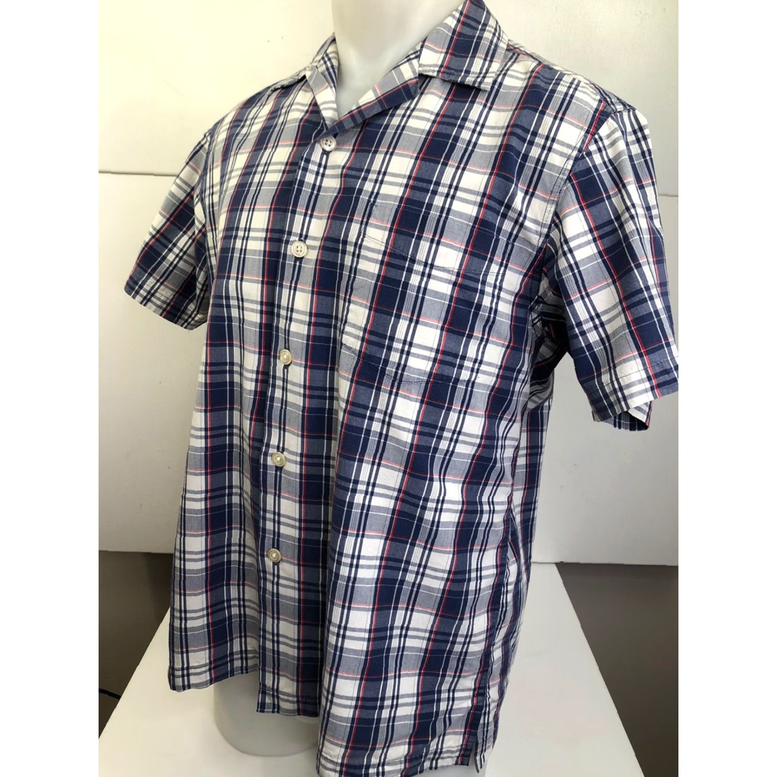 Lucky Brand Lucky Brand Shirt Mens Small Plaid USA Blue/Red/White Button-Up Short Sleeve Small Shamrock Styled in USA Shirt Size US S / EU 44-46 / 1 - 3 Thumbnail