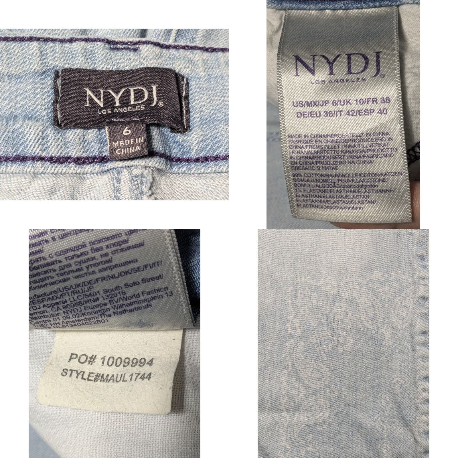 NYDJ NYDJ RELAXED LIFT X TUCK TECHNOLOGY Jeans Women 6 Blue Paisley Cuffed Ankle Denim 5-Pocket Style Size 28" / US 6 / IT 42 - 8 Thumbnail