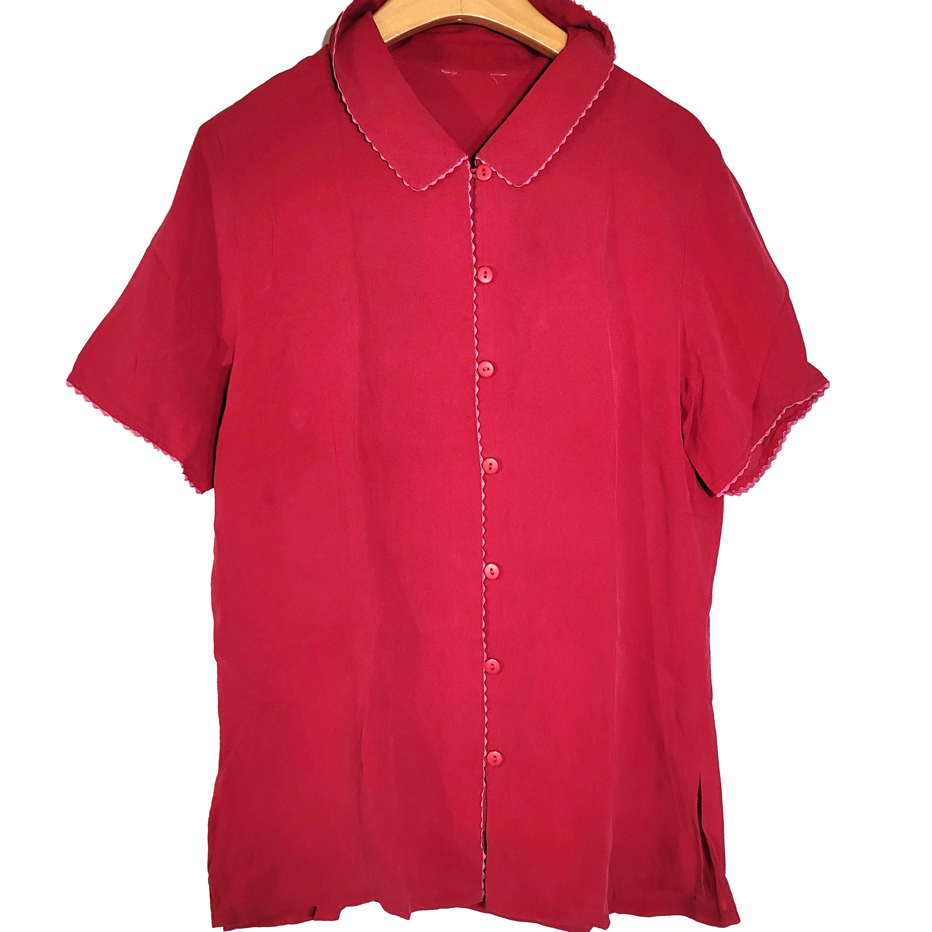 Other Women's 100% Silk Short Sleeve Top Button-Up Shirt SCK251 Size M / US 6-8 / IT 42-44 - 1 Thumbnail