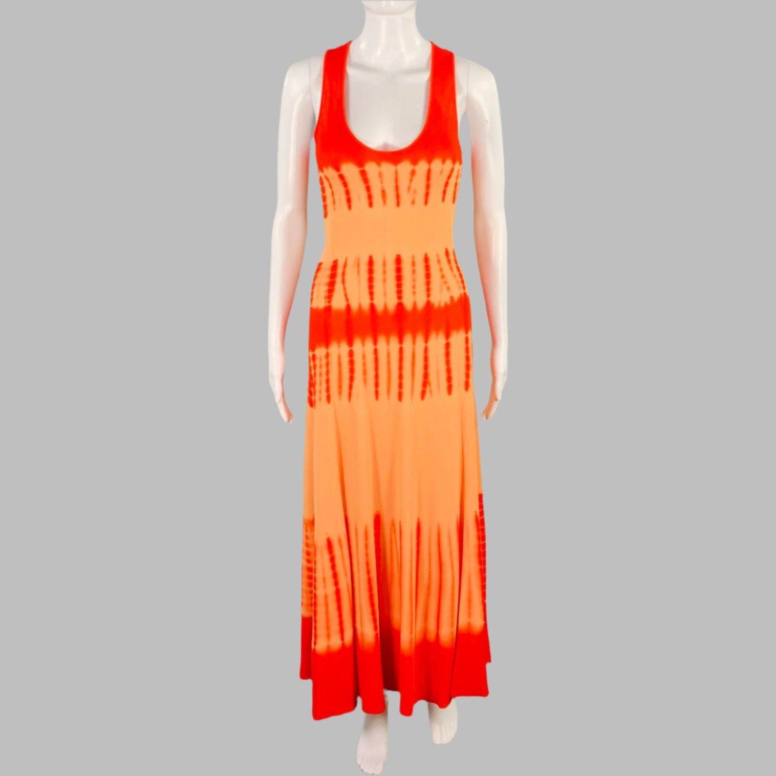 Size S Orange Viscose Tie Dye Crossback Maxi Dress