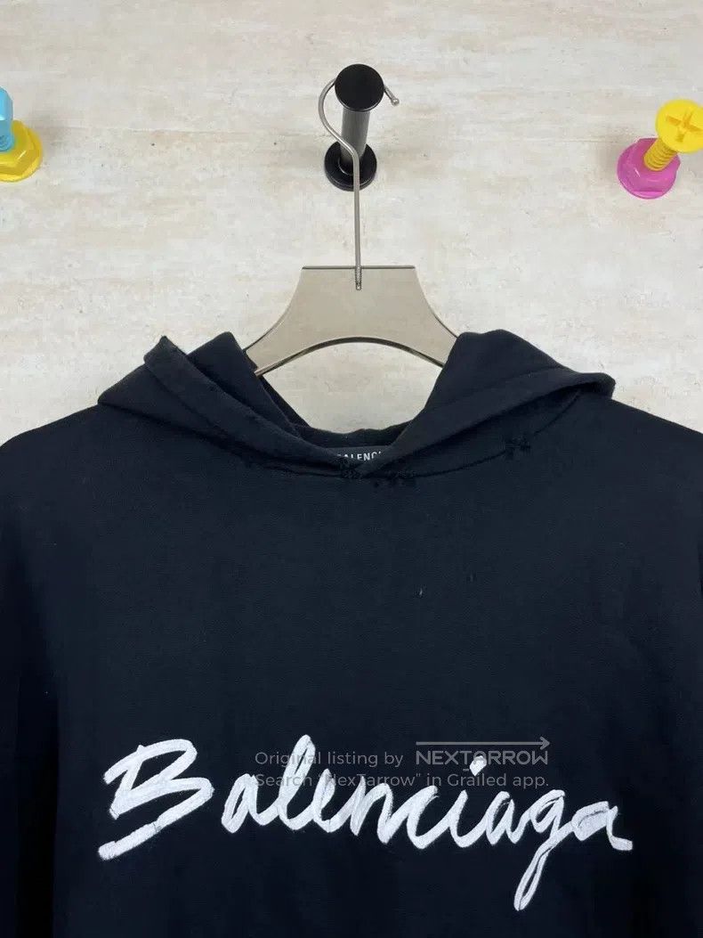 Balenciaga Balenciaga Black Graffiti Letter Destroyed Hoodie Size US L / EU 52-54 / 3 - 3 Thumbnail