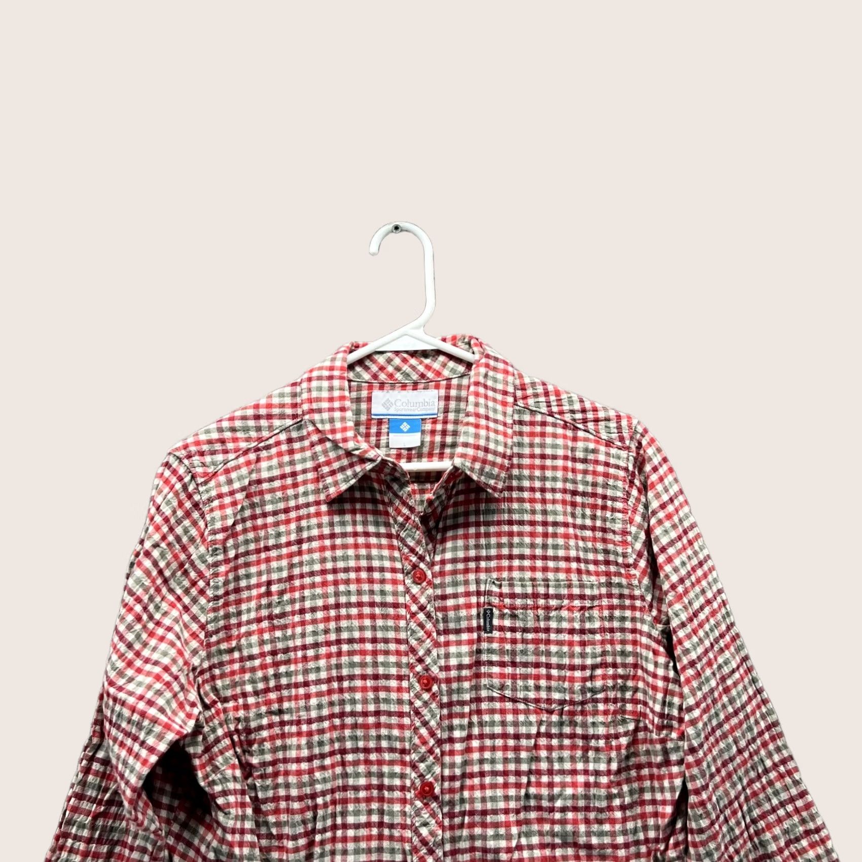 Vintage Columbia Shirt Women Large Red Casual Button Down Preppy Cotton Check Plaid Size L / US 10 / IT 46 - 1 Thumbnail