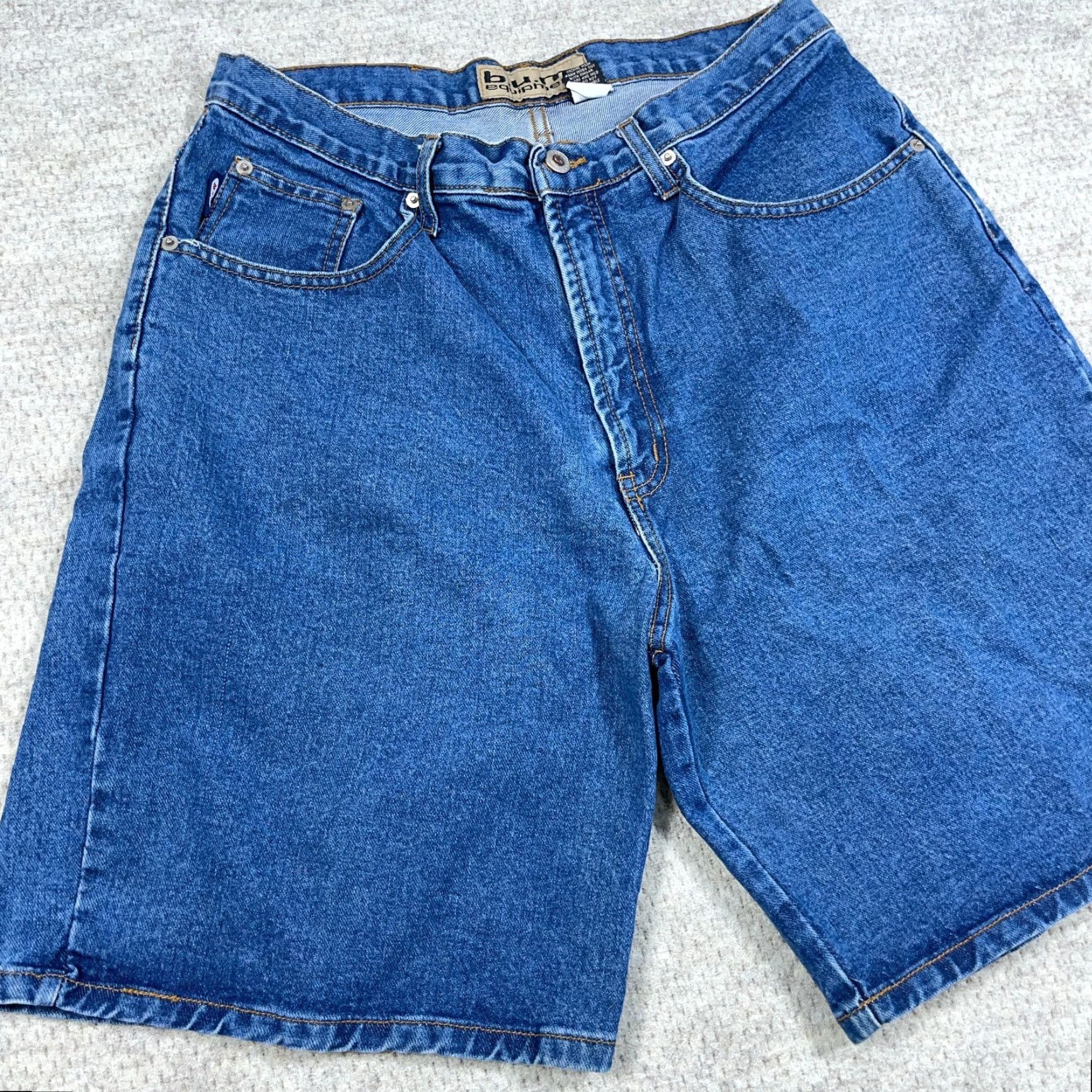 Vintage VINTAGE B.U.M. Equipment Shorts Men 34 Relaxed Fit Jorts Baggy 90s Y2K Skate Dad Blue Denim Cotton 5-Pocket Belt Loops Flat Front Zip Men's Shorts Size US 34 / EU 50 - 7 Thumbnail