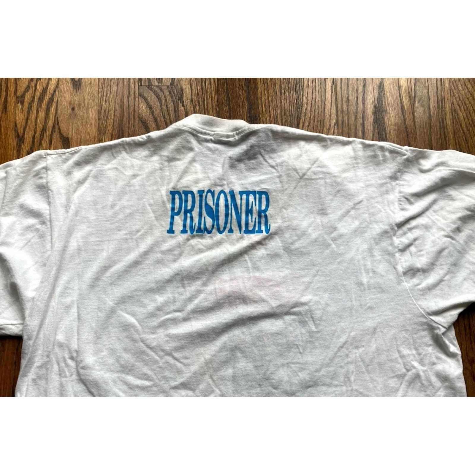Fruit Of The Loom VINTAGE PRISONER T Shirt Mens XL 1990 White Single Stitch Mission Sisters Size US XL / EU 56 / 4 - 2 Thumbnail