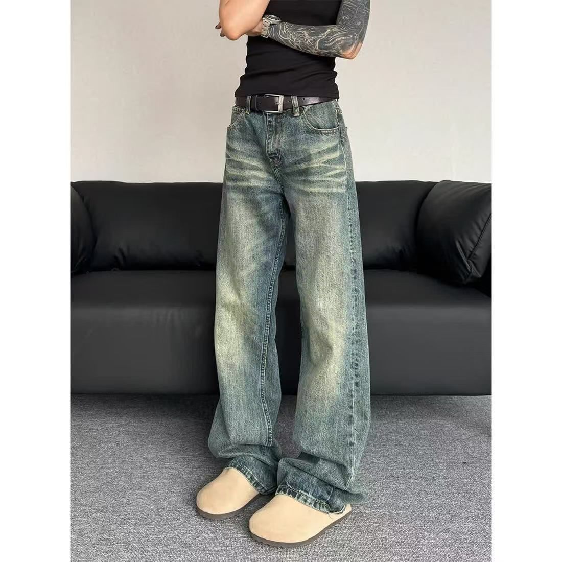 Japanese Brand × Jean Men's washed distressed American straight jeans Size US 32 / EU 48 - 2 Thumbnail