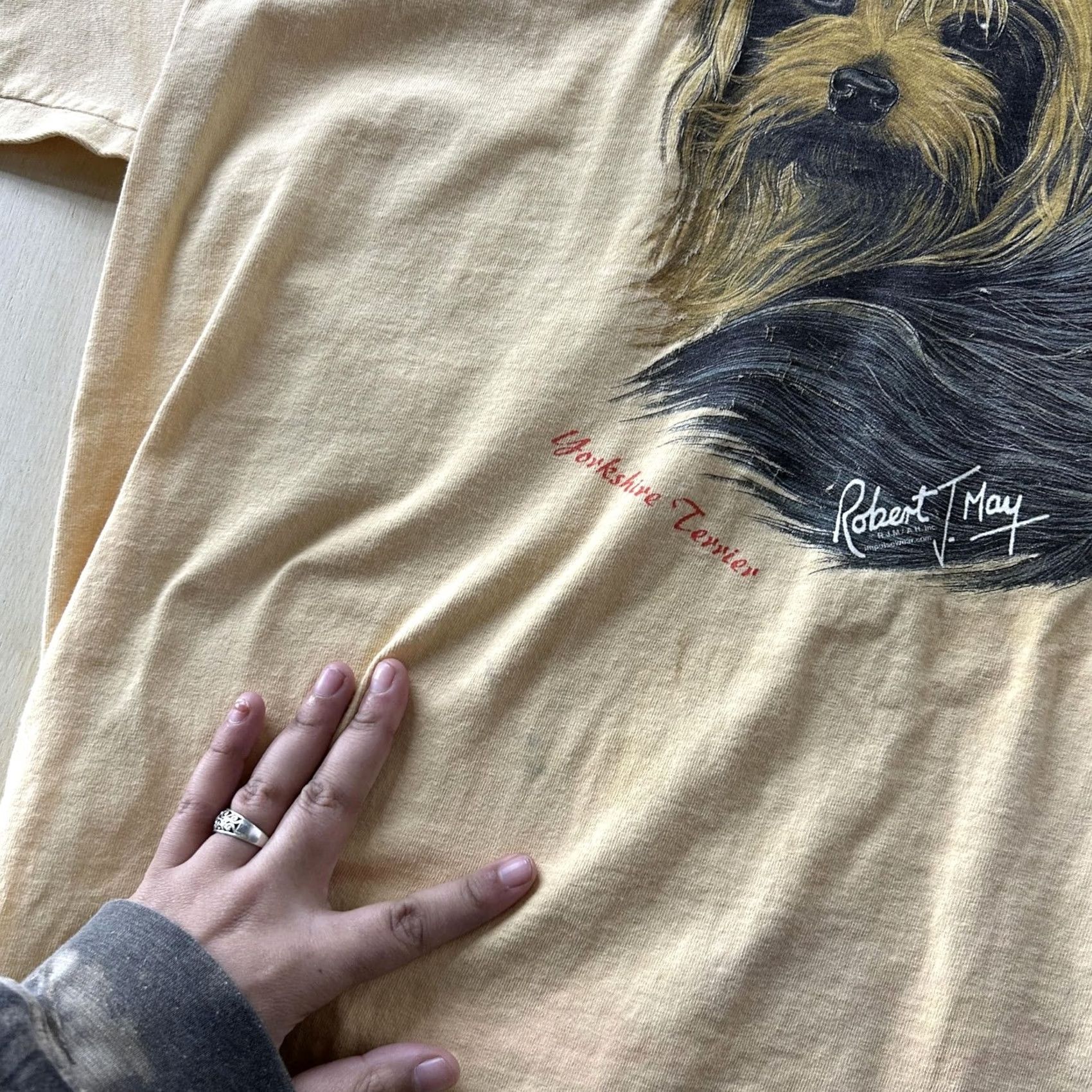 Gildan Gildan Shirt Mens XL Beige Yorkshire Terrier Dog Robert May Graphic Tee T-Shirt Size US XL / EU 56 / 4 - 4 Thumbnail