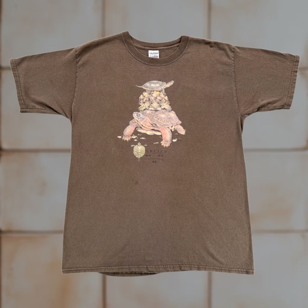 Gildan VINTAGE Turtles Shirt Adult LARGE Brown Nature Wildlife Reptile Art Y2K Size US L / EU 52-54 / 3 - 1 Thumbnail