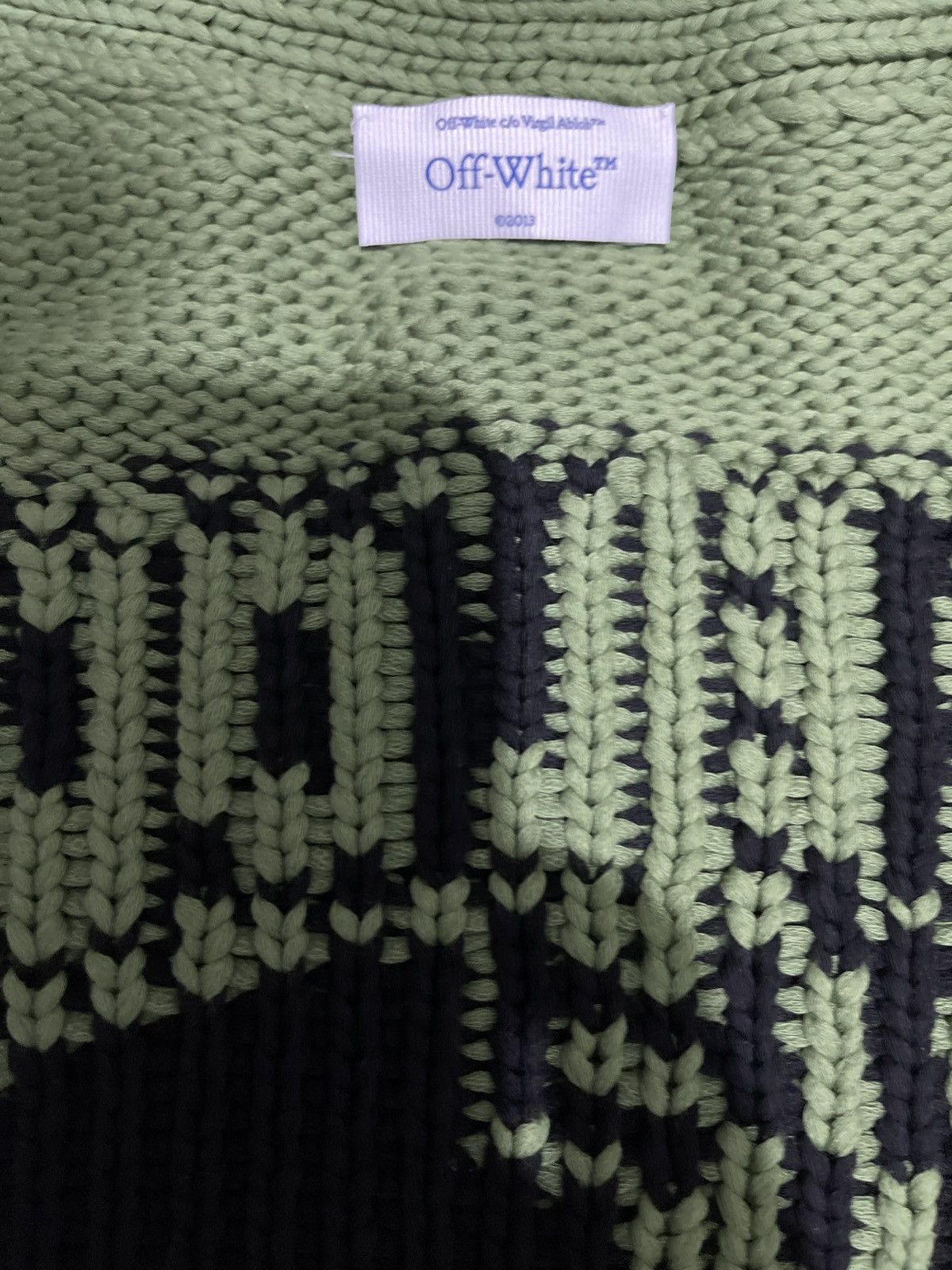Off-White Off-White V-neck intarsia-knit cardigan Size US XL / EU 56 / 4 - 4 Thumbnail