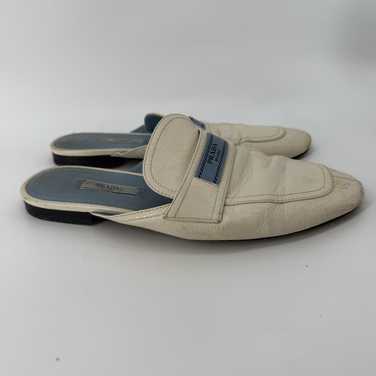 Prada Prada White Leather Mules Size Size US 7.5 / IT 37.5 - 3 Thumbnail