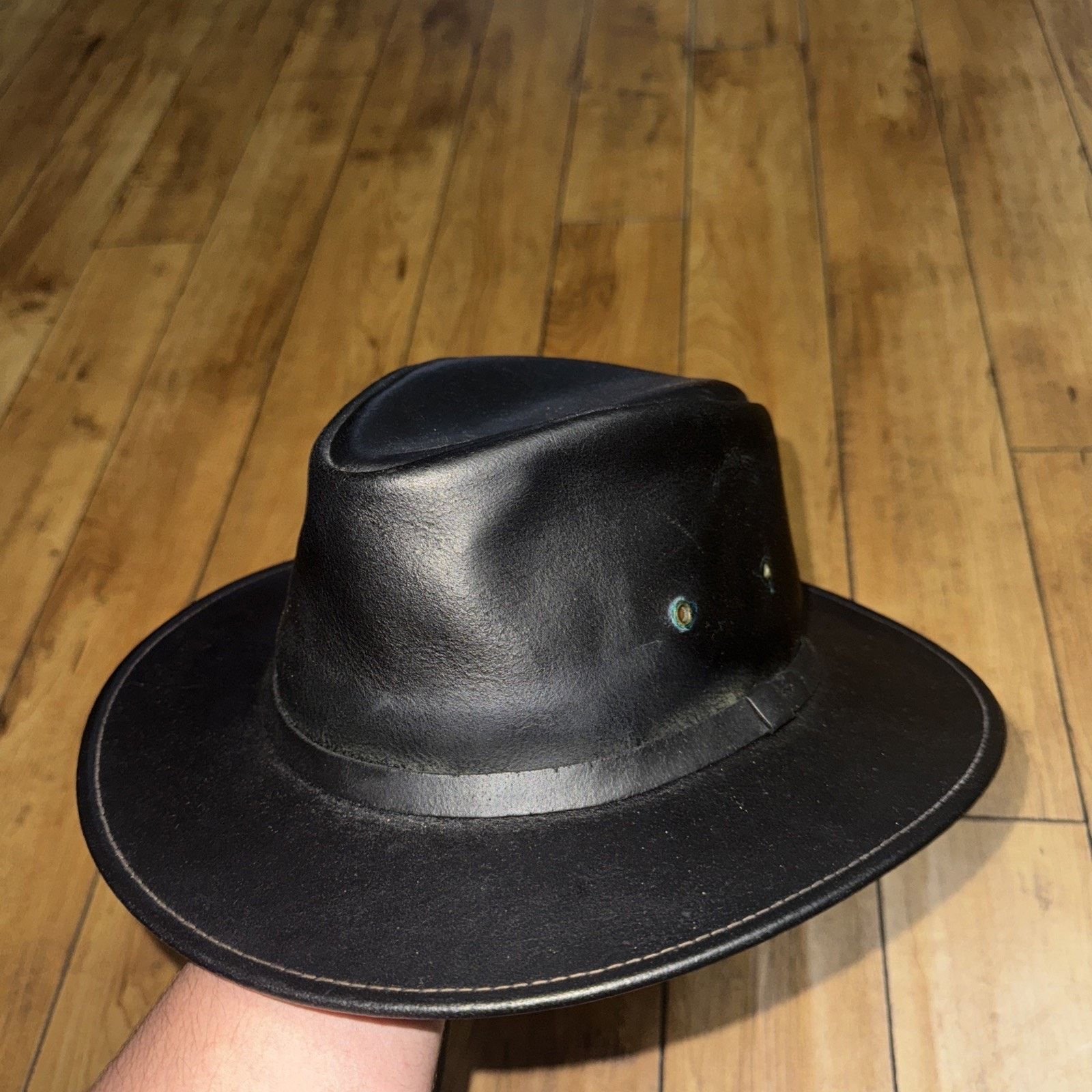 Japanese Brand × Vintage Henschel Leather Hat Black Large Size ONE SIZE - 6 Thumbnail