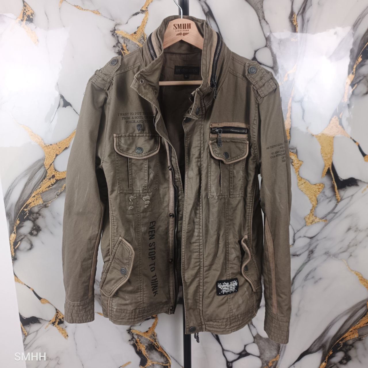 In The Attic 🔥IN THE ATTIC JAPANESE MILITARY PUNK JACKET-HIDDEN HOODIE(L) Size US L / EU 52-54 / 3 - 4 Thumbnail