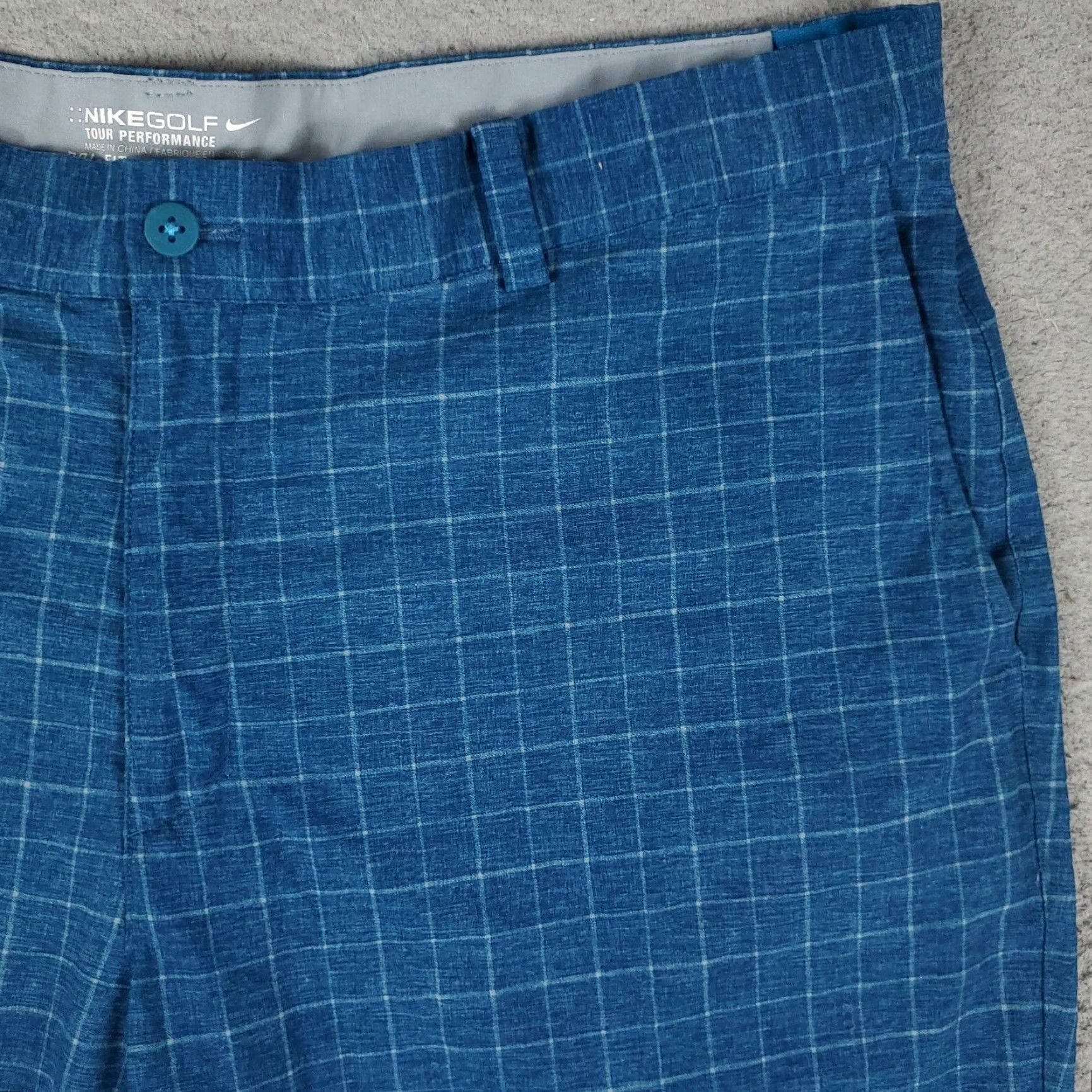 Nike Nike Shorts Mens 38 Blue Check Dri Fit Golf Casual Flat Front Chino Size US 38 / EU 54 - 3 Thumbnail
