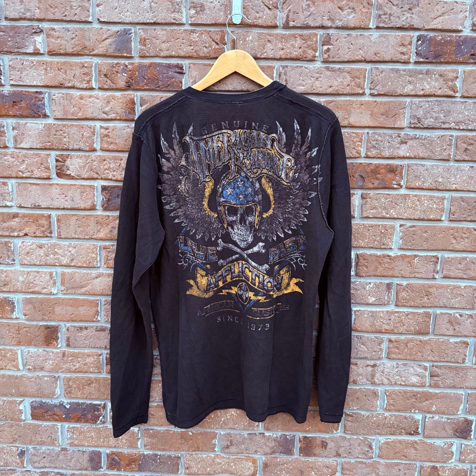 Affliction Crazy Vintage Reversible Affliction Knit Shirt XL Size US XL / EU 56 / 4 - 4 Thumbnail