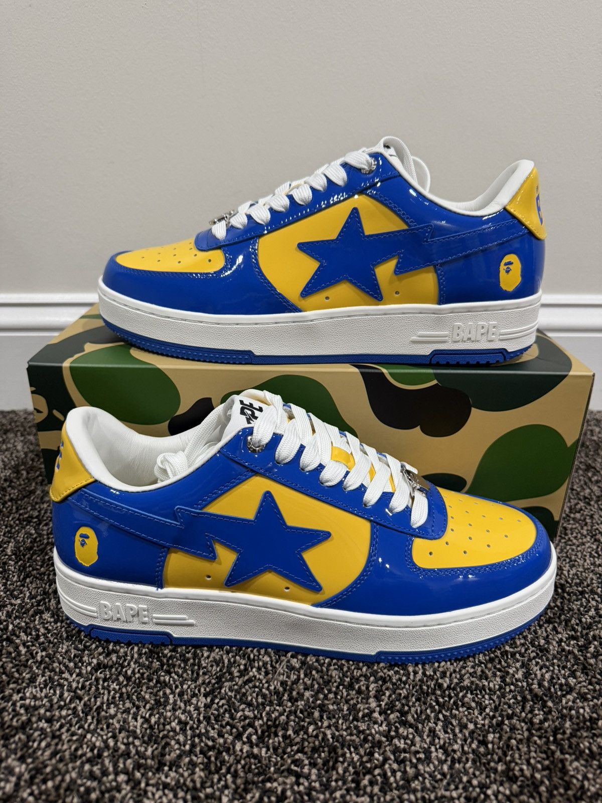 Bape A Bathing Ape Bapesta Patent Leather Blue/Yellow Sneaker Size US 10 / EU 43 - 11 Thumbnail