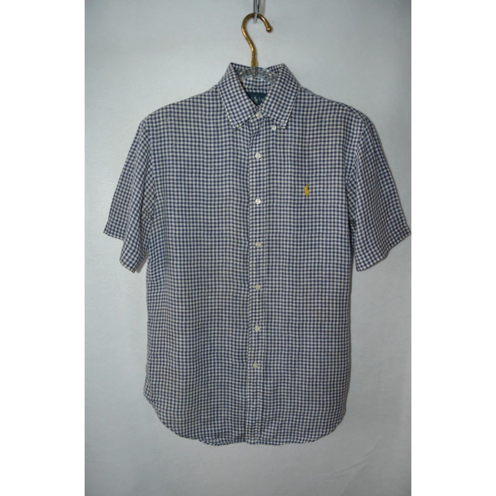 Polo Ralph Lauren VINTAGE Polo Ralph Lauren Mens S/S Linen Shirt SZ Medium Classic Fit Blue Check Shirt Size US M / EU 48-50 / 2 - 2 Thumbnail