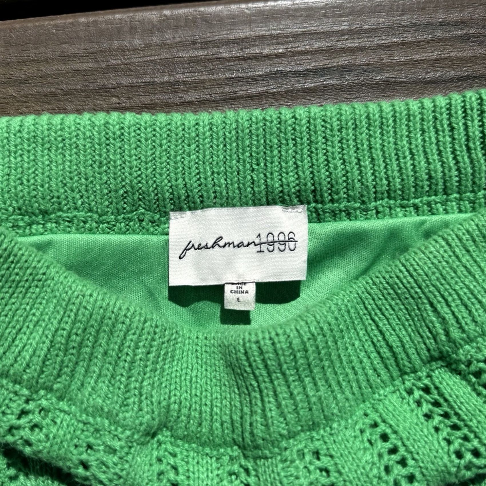 Vintage Freshman 1996 Skirt Midi Green Crochet Slit Lined Size L Womens Size 36" / US 14 / IT 50 - 5 Thumbnail