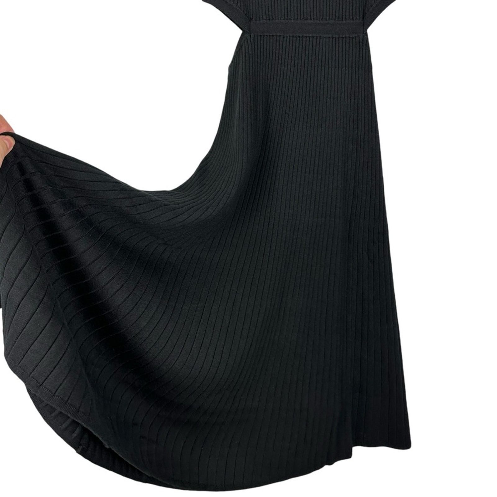 Boden NEW Boden Cutout Knitted Ribbed Midi Black Sweater Dress Size XL / US 12-14 / IT 48-50 - 7 Thumbnail