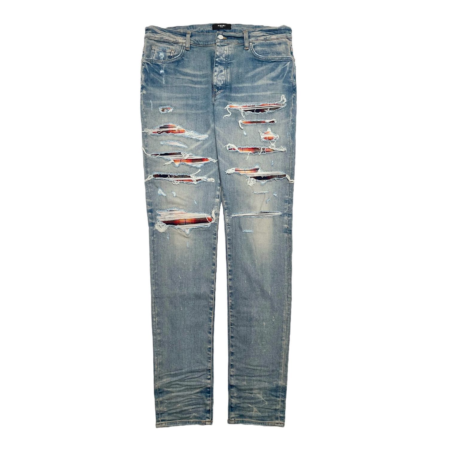 Amiri Amiri Red Plaid Patch Thrasher Jeans Clay Indigo | Grailed