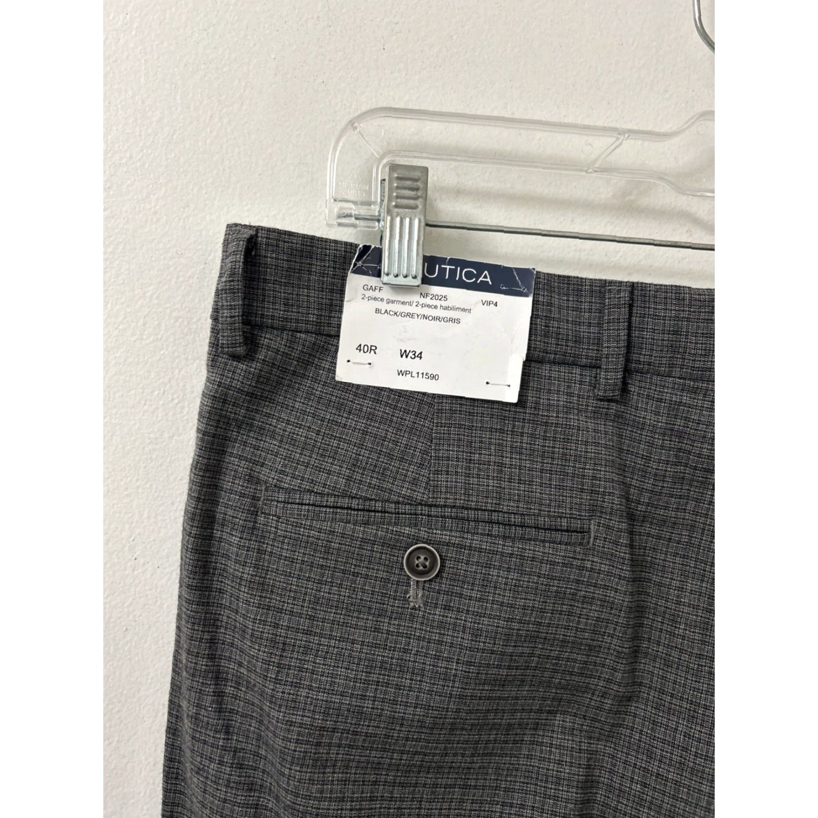 Nautica Nautica Dress Pants Mens 34x32 Black Grey NWT Slim Fit Trousers Straight Leg Size US 34 / EU 50 - 4 Thumbnail