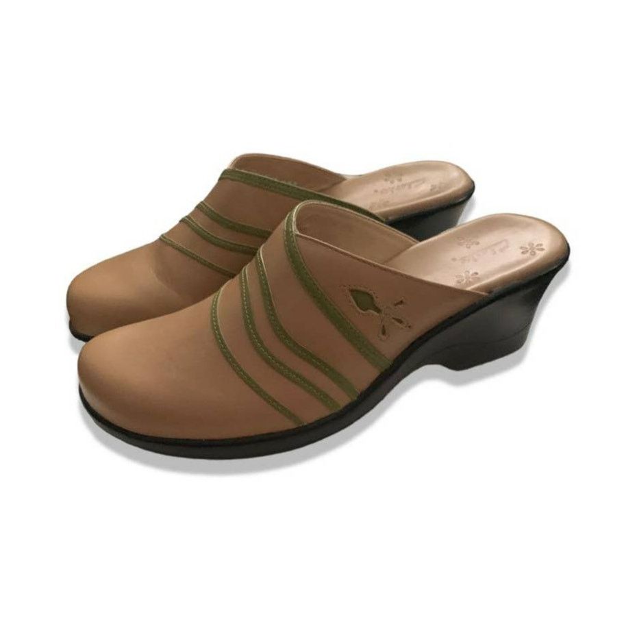 Clarks Vintage Clarks Lee Leather Slip-On Clog Mule Wedge Slide 6.5 Size US 6.5 / IT 36.5 - 2 Thumbnail