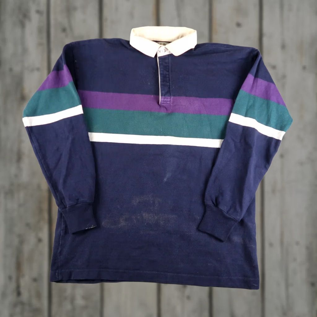 Vintage VINTAGE L.L. Bean Rugby Shirt Mens L Blue Heavy Cotton Polo 90s Rugby Mens Blue Shirt Size US L / EU 52-54 / 3 - 1 Thumbnail