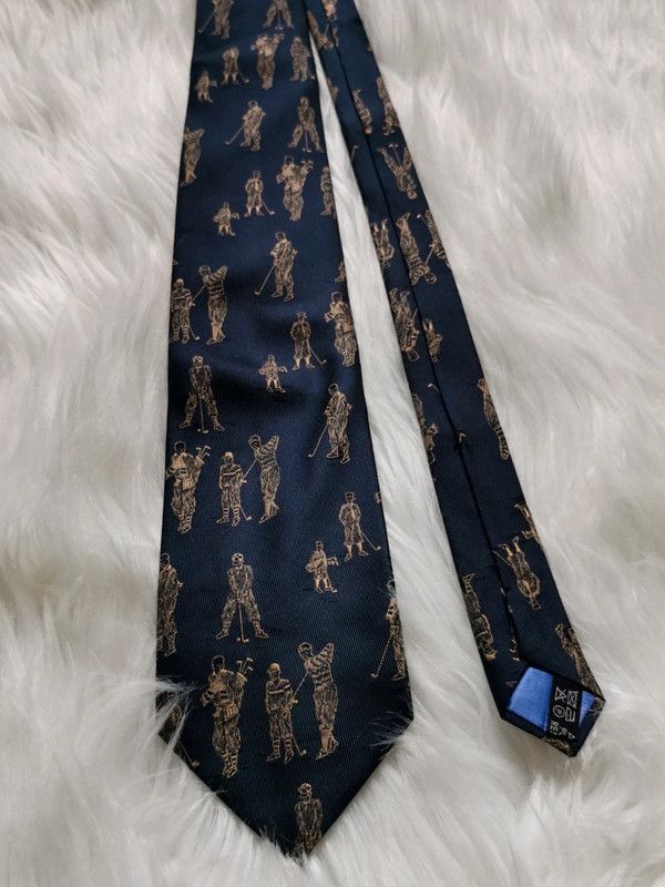 DAKS Dark blue DAKS silk tie golfers Size ONE SIZE - 2 Thumbnail