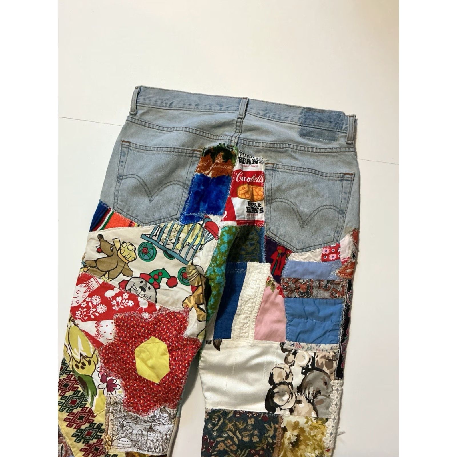Levi's Vintage Levi’s OOAK Patchwork Reworked Upcycle 1 Of 1 Hippie Custom Denim Jeans Size US 34 / EU 50 - 4 Thumbnail