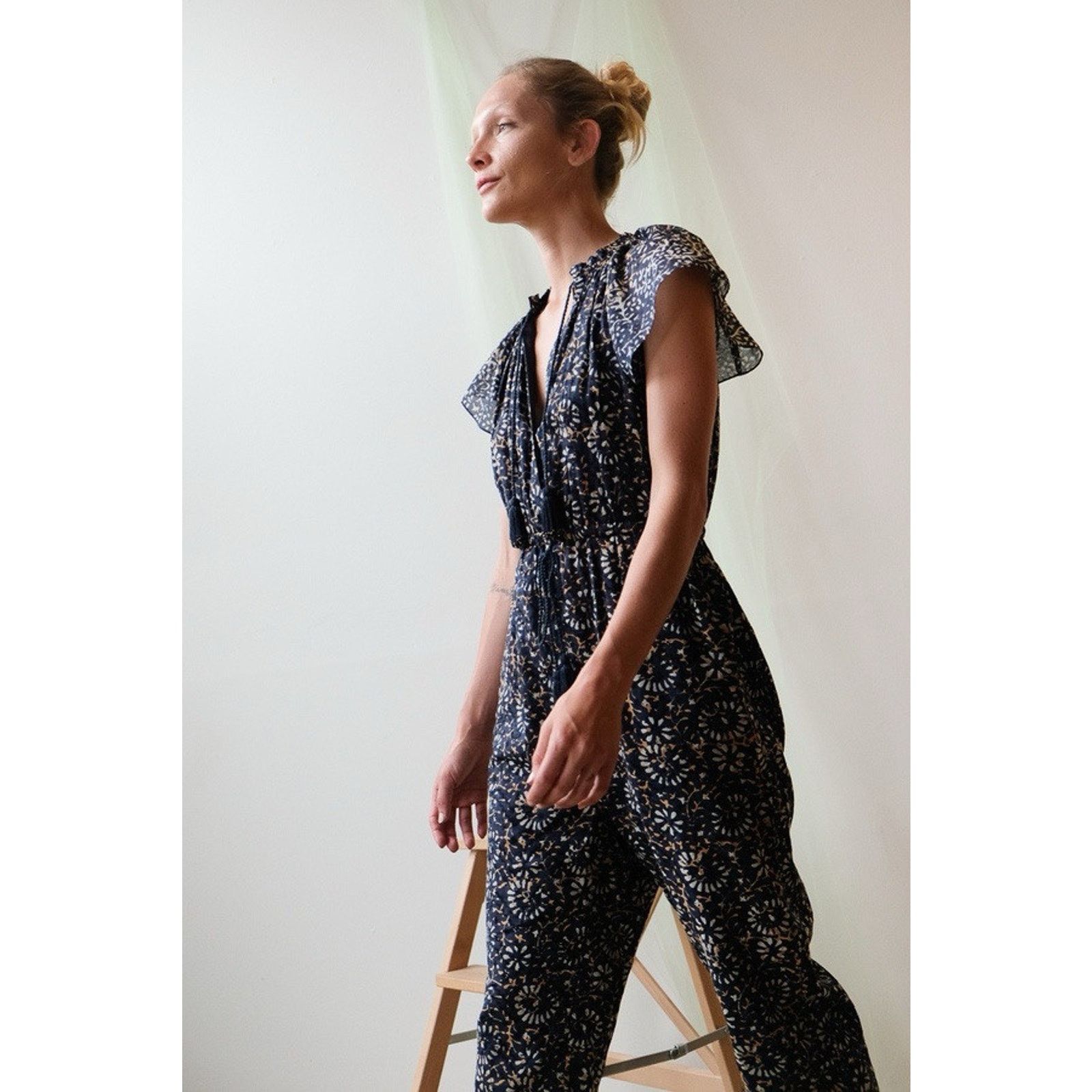 Ulla Johnson Ulla Johnson Terra Jumpsuit Azul Navy Blue Cotton Tassels 2 Size 26" / US 2 / IT 38 - 2 Thumbnail