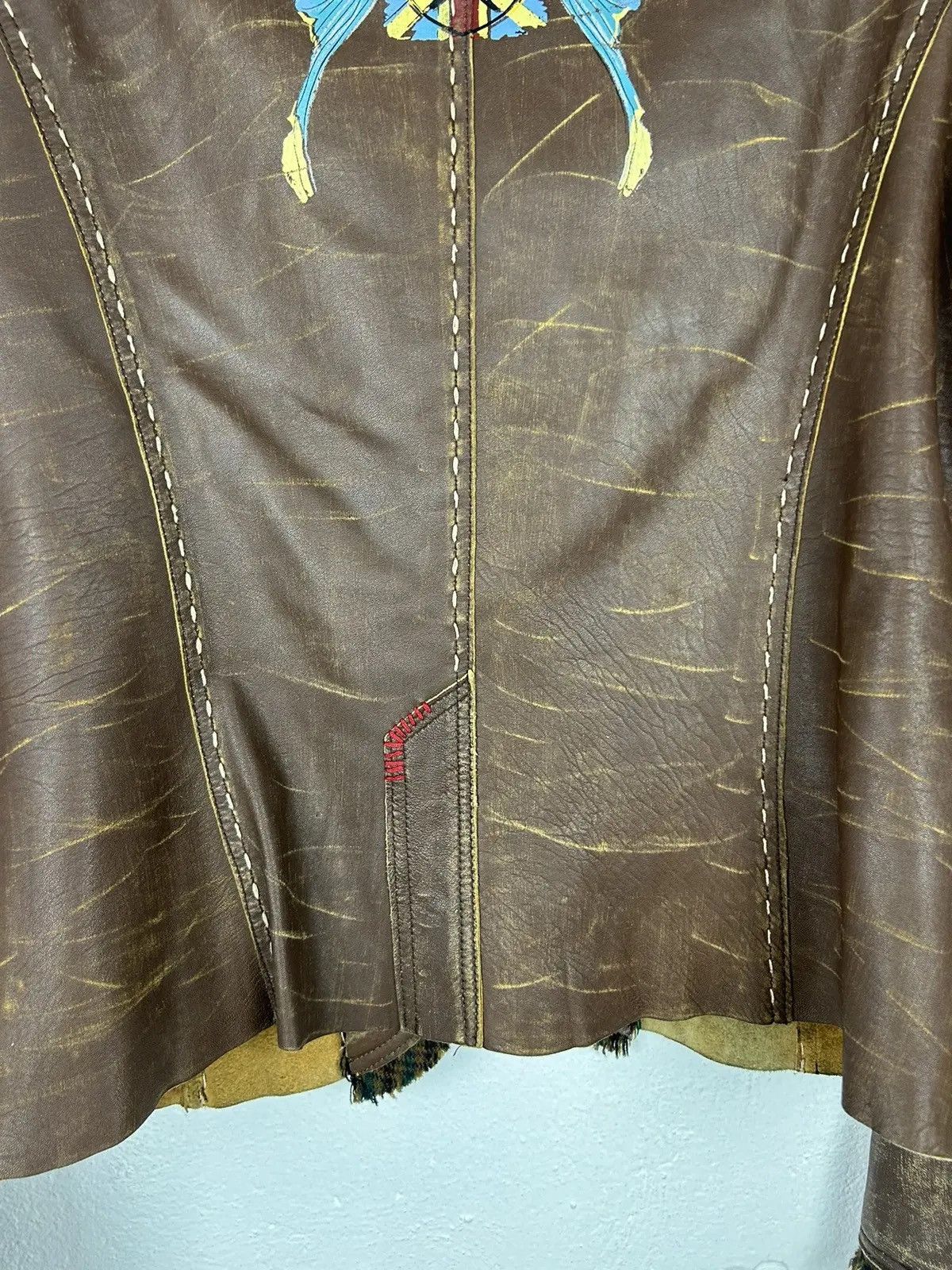 Christian Audigier Vintage Ed Hardy Crazy Design Leather Jacket In Brown Size M / US 6-8 / IT 42-44 - 13 Thumbnail